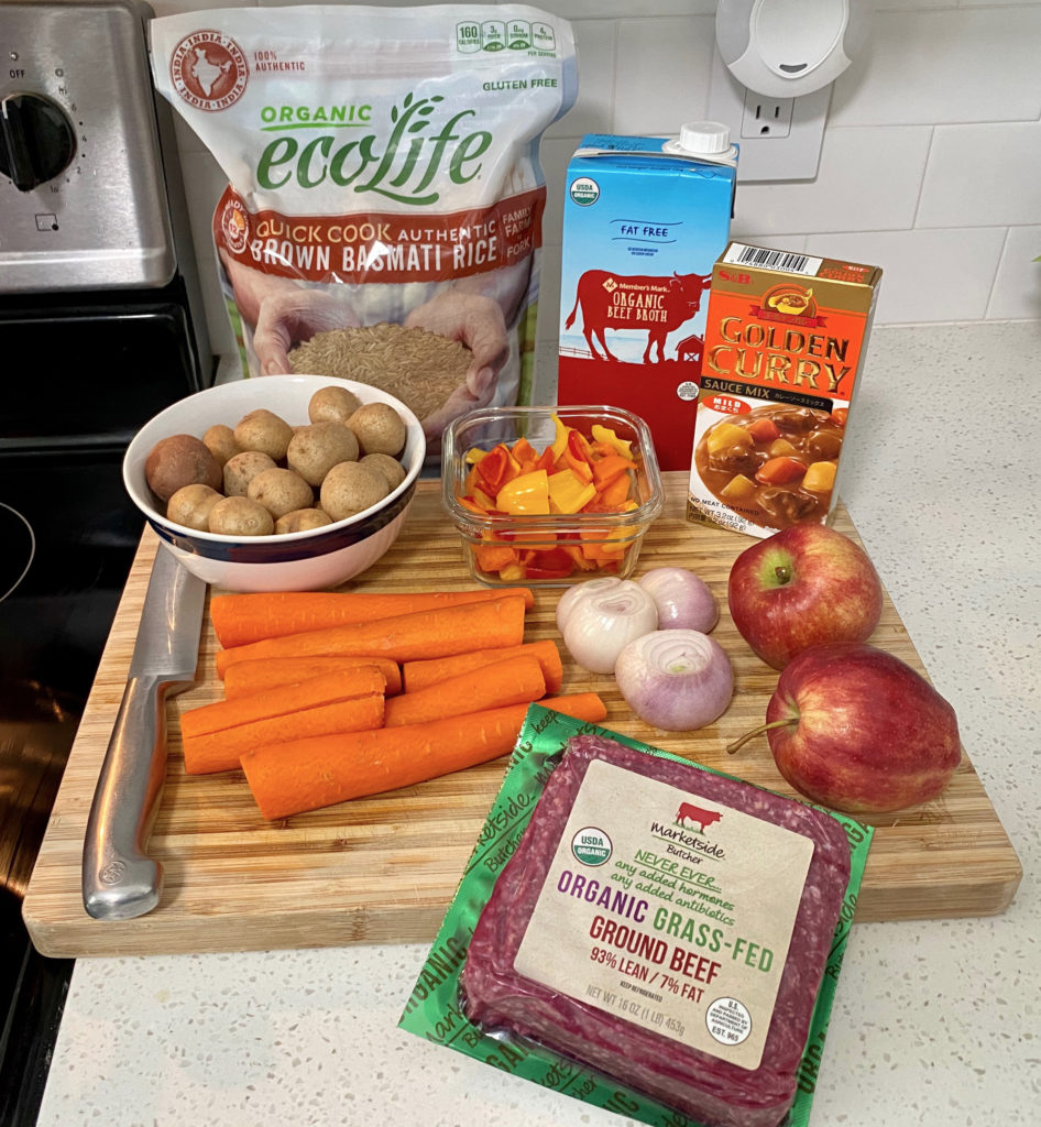 Ingredients used to make Japanese Curry.