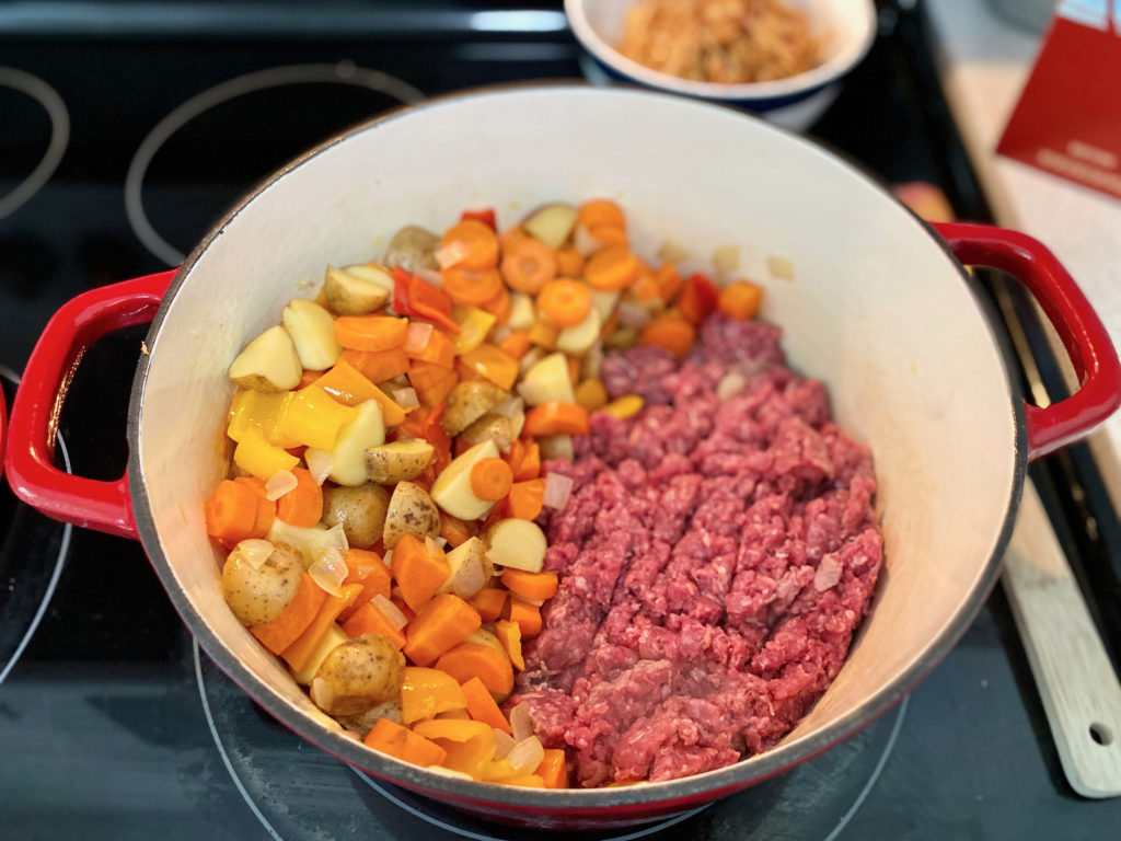 Saute ingredients for Japanese Curry