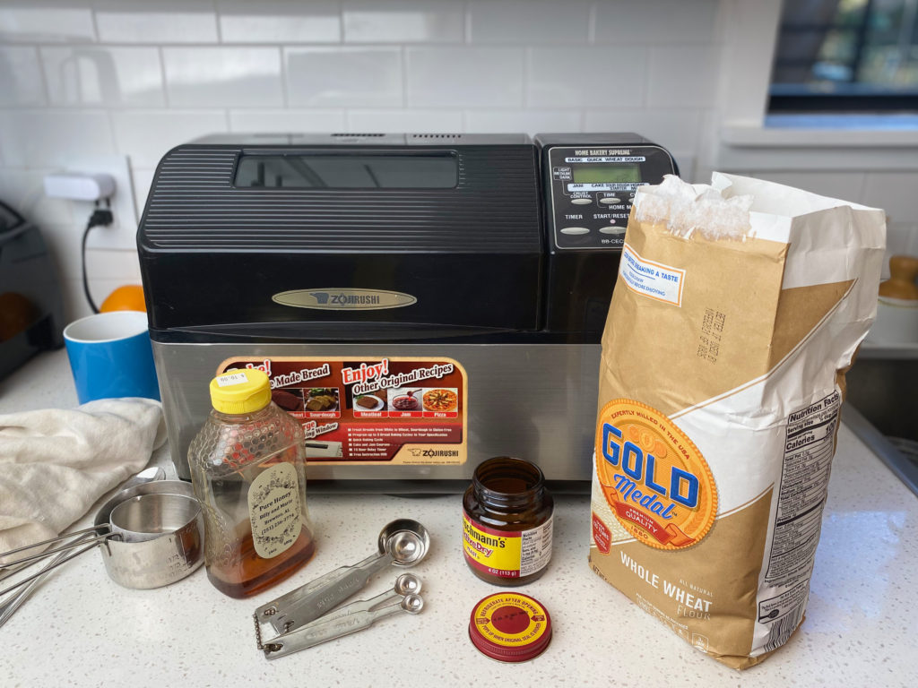 Ingredients for Honey Whole Wheat Bread