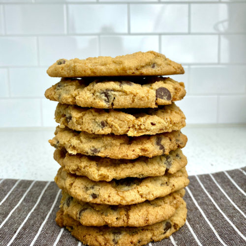 a stack of Bailey's Irish Cream Chocolate Chip Cookies