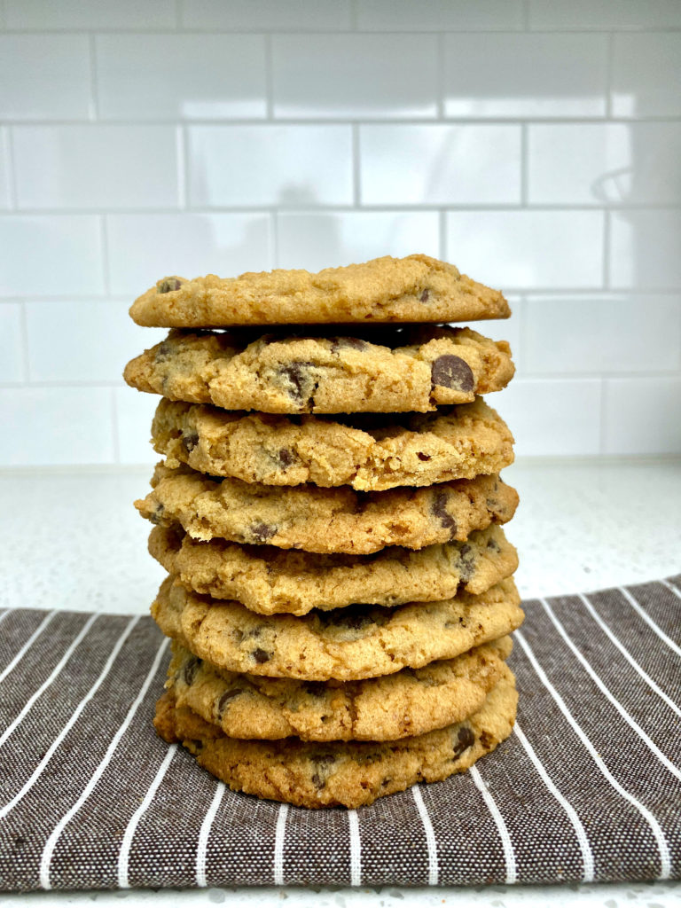 a stack of Bailey's Irish Cream Chocolate Chip Cookies